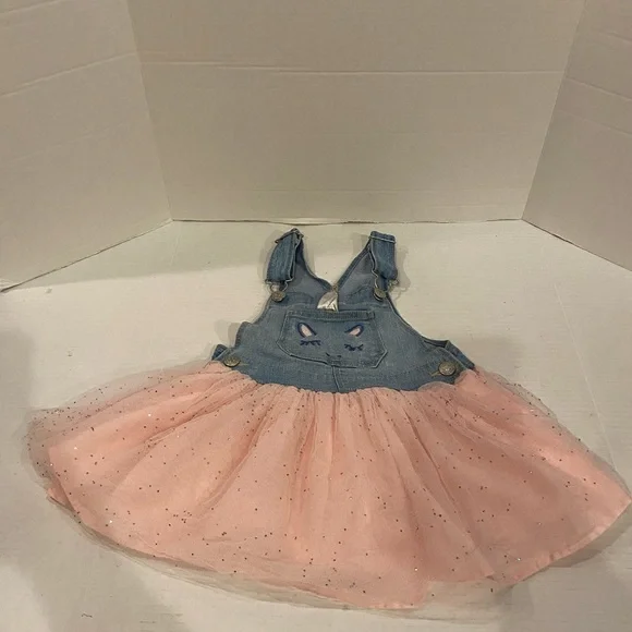 OshKosh B'gosh | Dresses | Osh Kosh Girls 3t Denim Overall Dress With Pink  Sparkle Tutu | Poshmark